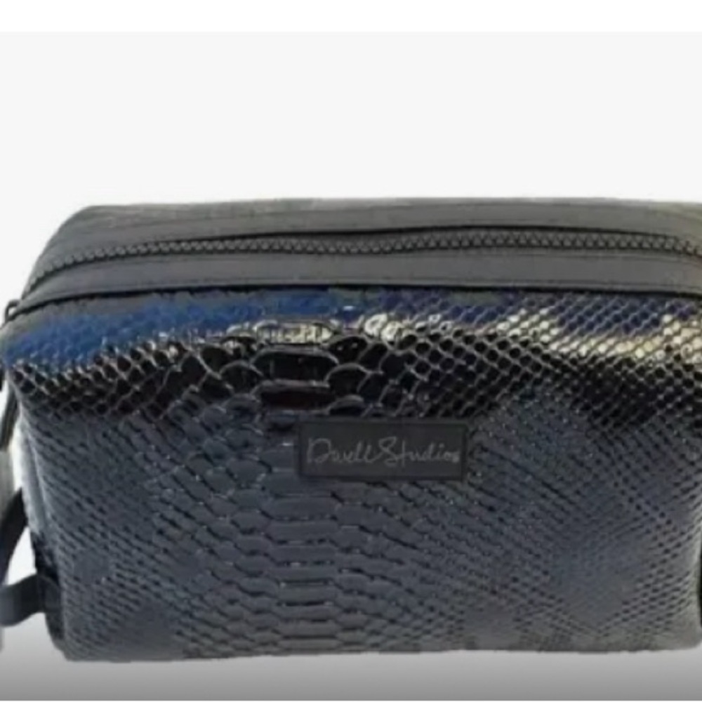 Dwell Studio Black Faux Snake Skin Cosmetic Bag NWT